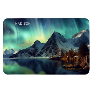Imán Personalizado Texto Aurora Borealis