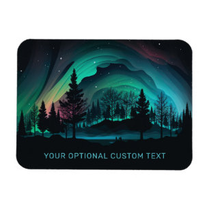 Imán Personalizado Texto Aurora Borealis Ilustracion
