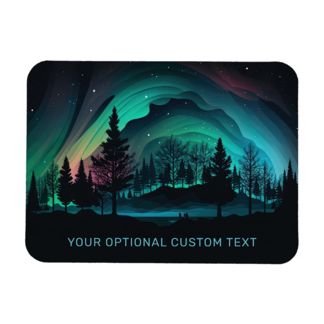 Imán Personalizado Texto Aurora Borealis Ilustracion (Horizontal)