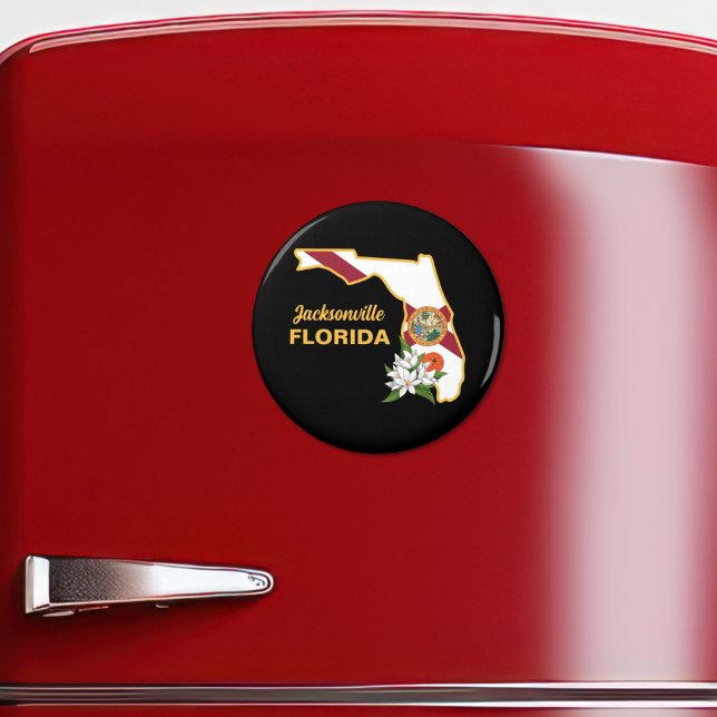 Imán Personalizado Texto Bandera de Florida y Flor Nara (Subido por el creador)