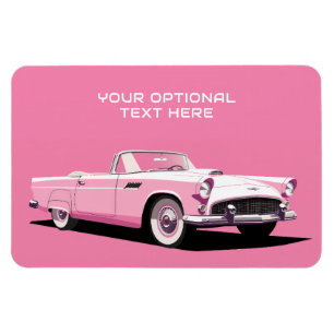 Imán Personalizado Texto Coche clásico rosa