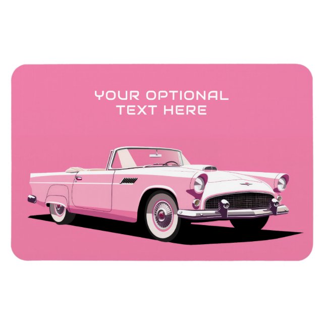 Imán Personalizado Texto Coche clásico rosa (Horizontal)