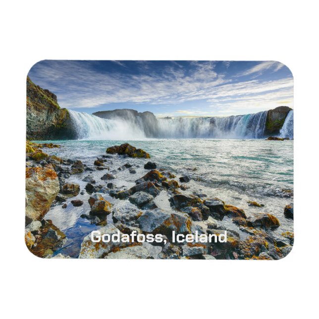 Imán Personalizado Texto Diosa Cascadas, Islandia (Horizontal)