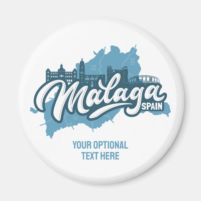 Imán Personalizado Texto Málaga España (Frente)