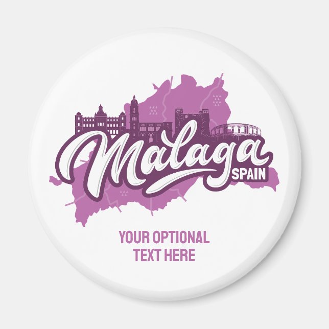 Imán Personalizado Texto Málaga España (Frente)