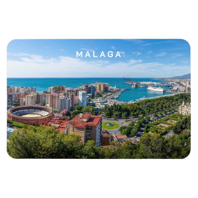 Imán Personalizado Texto Málaga España Areal Fotografía (Horizontal)