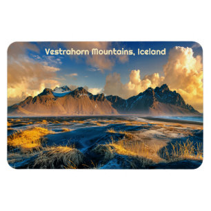 Imán Personalizado Texto Montañas Vestrahorn, Islandia
