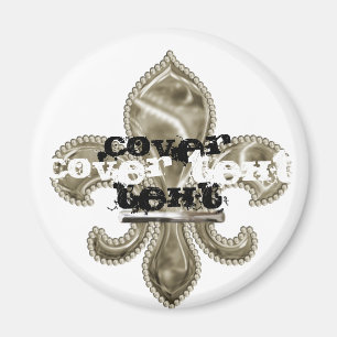 Imán Personalizado Texto Oro Fleur de Lis Redondo Magne