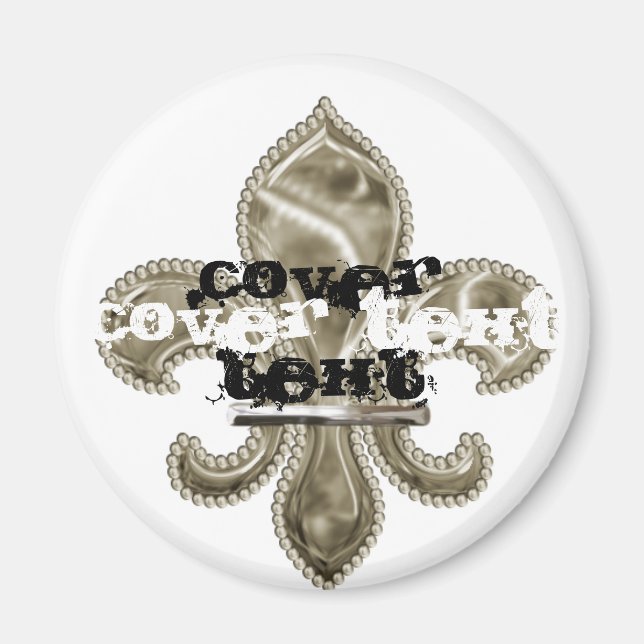 Imán Personalizado Texto Oro Fleur de Lis Redondo Magne (Frente)