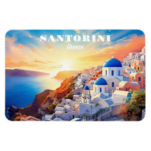 Imán Personalizado Texto Santorini Grecia Atardecer
