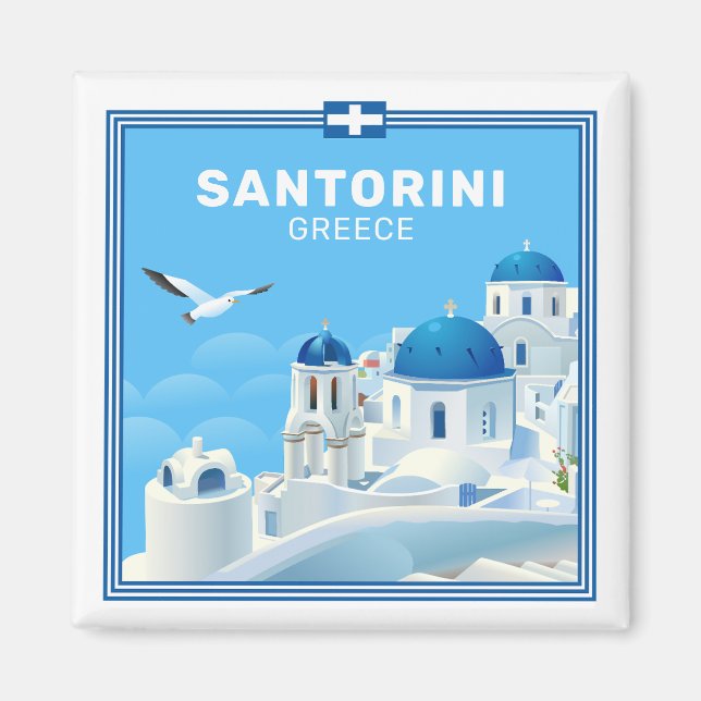 Imán Personalizado Textos Santorini Grecia (Frente)