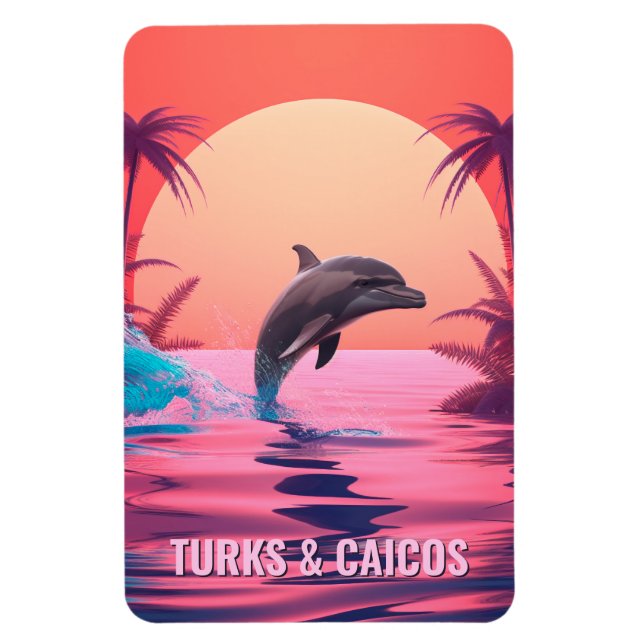 Imán Personalizado Textos Turcos y Caicos Delfín (Vertical)