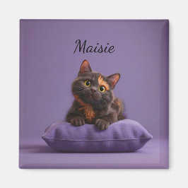 Imán Personalizado Tortoiseshell Kitten en un colchón m