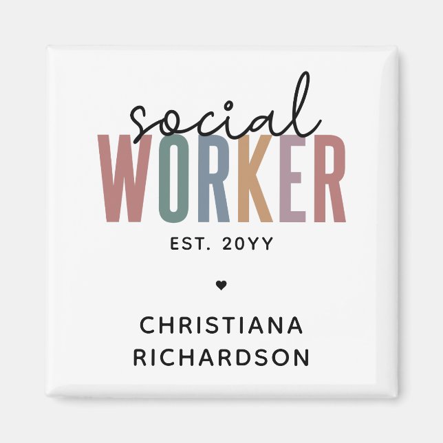 Imán Personalizado Trabajo social Graduación Regalos de (Frente)