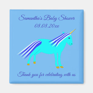 Imán Personalizado unicornio de niño pequeño azul