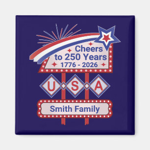 Imán Personalizado USA 250 – Marquee Retro Patriótico