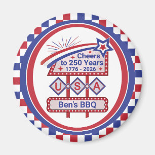 Imán Personalizado USA 250–Marquesina Retro Patriótica