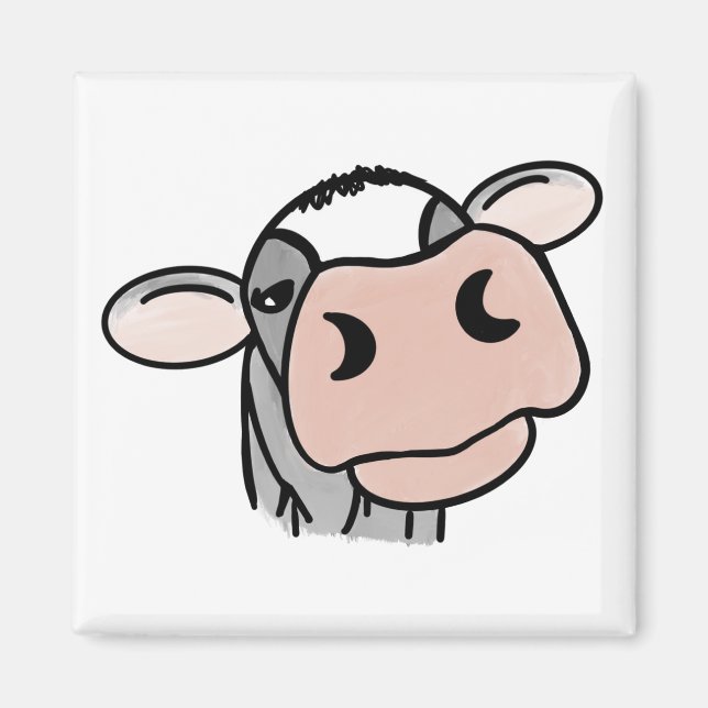 Imán personalizado vaca lechera blanco negro rosa besar (Frente)