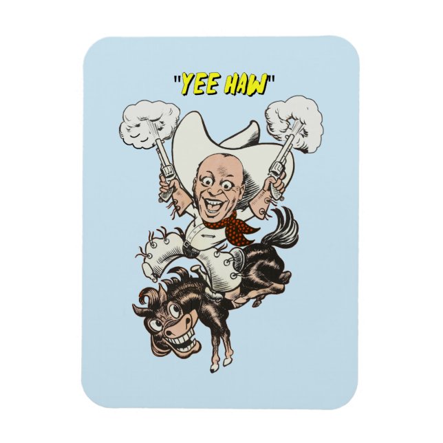 Imán Personalizado vaquero disparando pistolas montando (Vertical)