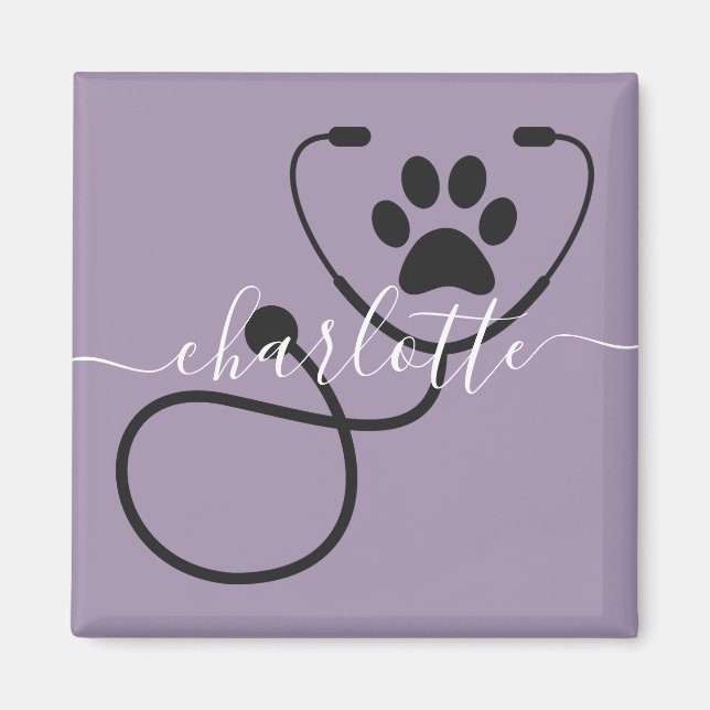 Imán Personalizado Veterinaria Veterinaria Asistente de (Frente)
