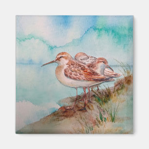 Imán Personalizado Watercolor Sandpiper Shore Beach Bir