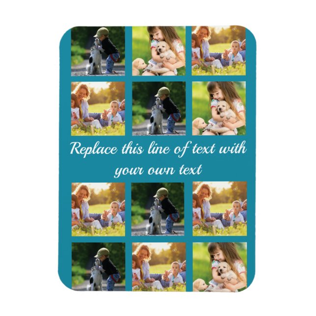 Imán Personalizar el collage de fotografías y el texto (Vertical)