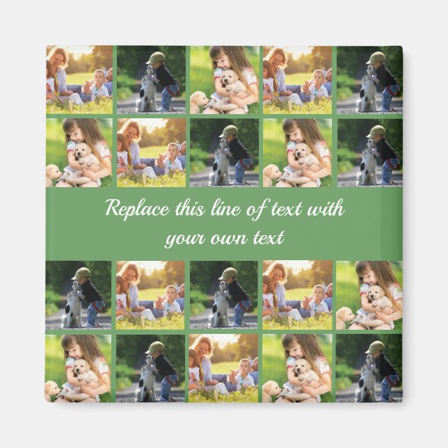 Imán Personalizar el collage de fotografías y el texto (Frente)