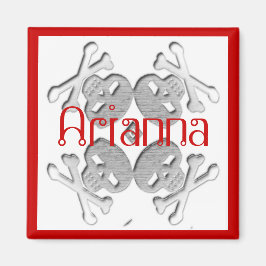 Imán personalizar el cráneo de su nombre y los cruces