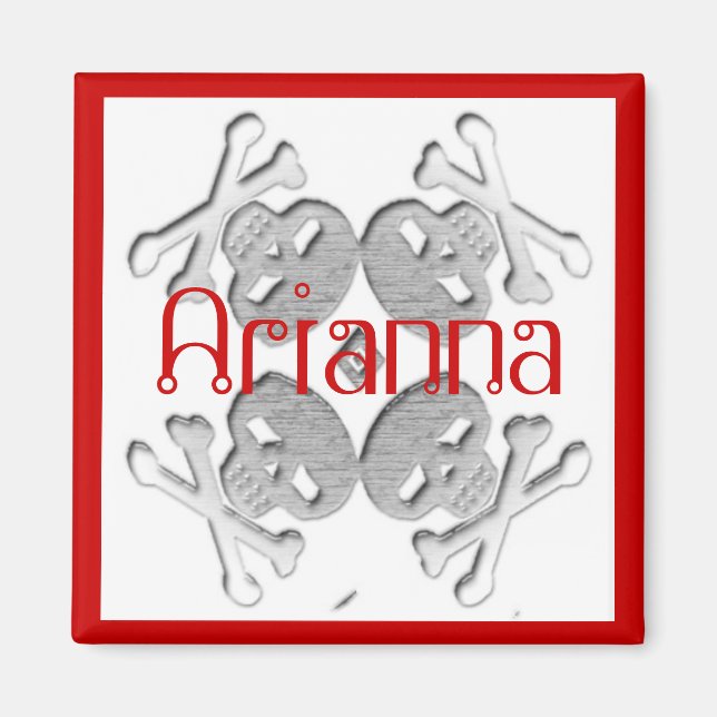 Imán personalizar el cráneo de su nombre y los cruces (Frente)