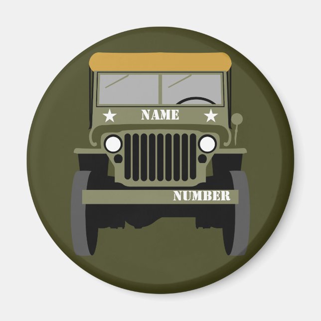 Imán Personalizar el vehículo vintage del ejército de v (Frente)