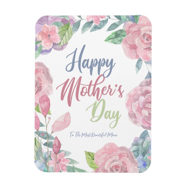 Imán Personalizar la acuarela de flores Día de la Madre (Vertical)