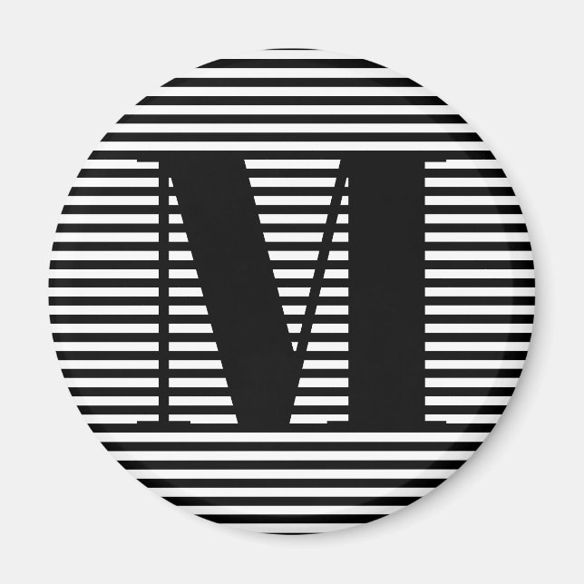 Imán Personalizar monograma franjas blancas iniciales (Frente)