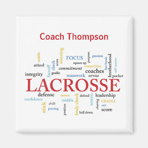 Imán Personalizar Nombre Lacrosse Coach Gracias Palabra