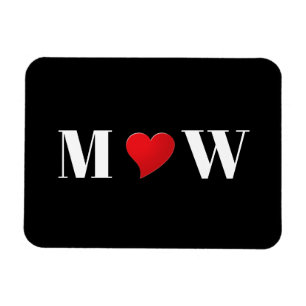 Imán Personalizar Par iniciales A Amas B corazón rojo