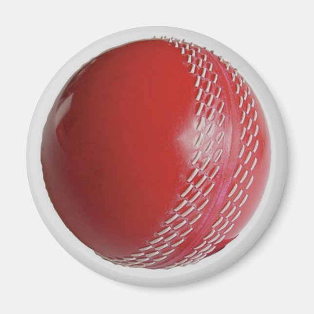 Imán Personalizar rojo de bolas de cricket con tu nombr (Frente)
