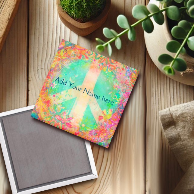 Imán Personalizar Tu Propio Signo De Paz Bonito Floral (Subido por el creador)