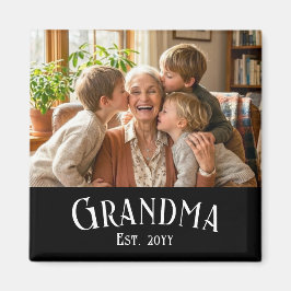 Imán Personalize Name Grandma Est Year Photo Gift