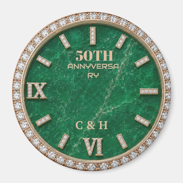Imán Personalized 50th Anniversary Emerald Marble  (Frente)