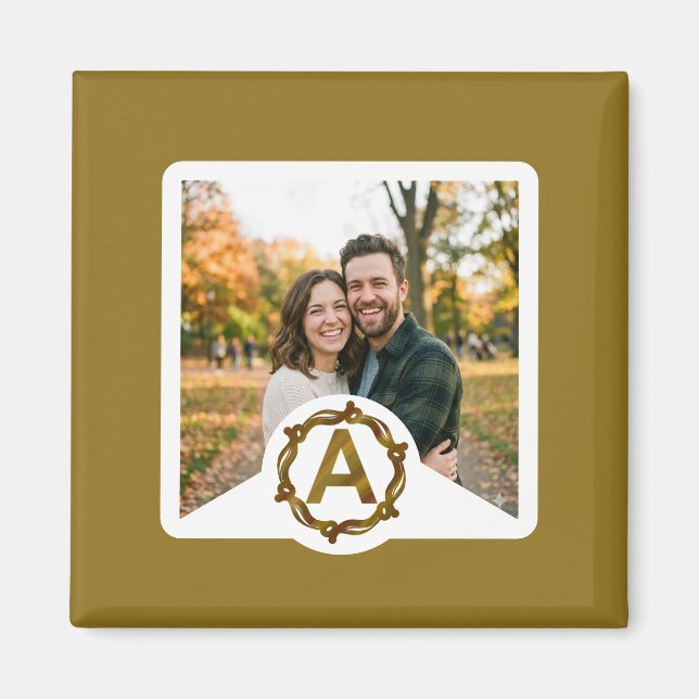 Imán Personalized Artisan Monogram A | Wood Frame (Frente)
