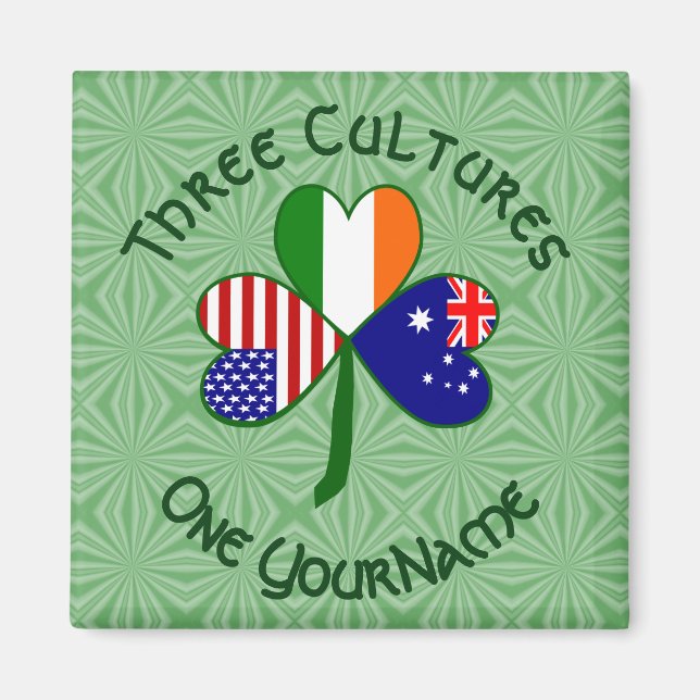 Imán Personalized Australia Ireland USA Shamrock Square (Frente)