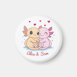 Imán Personalized Axolotl Valentine Magnet with Names