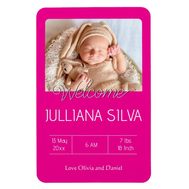 Imán personalized baby Birth announcements  (Vertical)