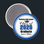 Imán Personalized Blue Class of 2026 Graduation Party<br><div class="desc">Customize your own blue high school Class of 2026 graduate magnet for a high school or college graduation party. Cool varsity letters for the year on a great custom commemorative keepsake for seniors.</div>
