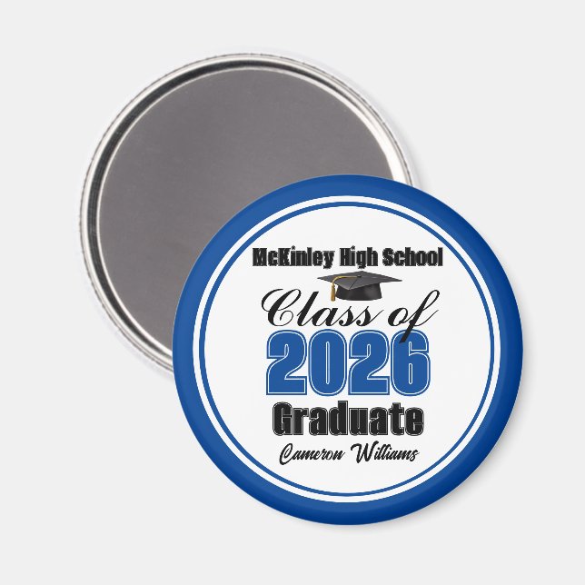 Imán Personalized Blue Class of 2026 Graduation Party (Anverso/Reverso)