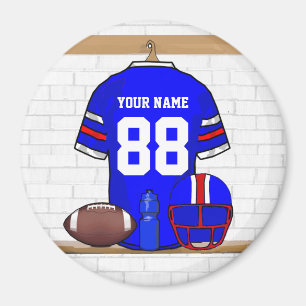 Imán Personalized Blue White Red Football Jersey
