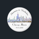 Imán Personalized Chicago Skyline Wedding<br><div class="desc">These magnets make perfect wedding favors or gifts.</div>