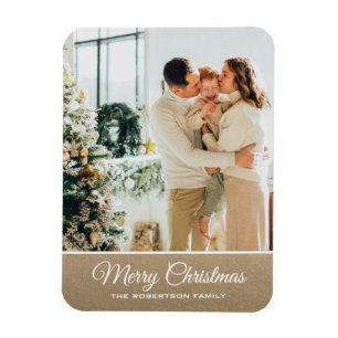 Imán Personalized Christmas photo classic gold sparklle