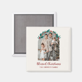 Imán Personalized Christmas Wreath Photo & Name Magnet