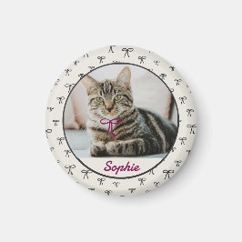 Imán Personalized Coquette Bow Pet Photo Magnet