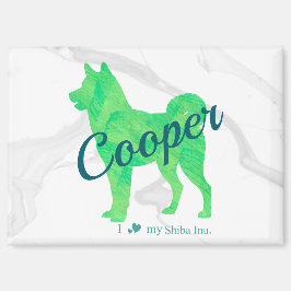 Imán Personalized Cute Pastel Green Shiba Inu - Dog